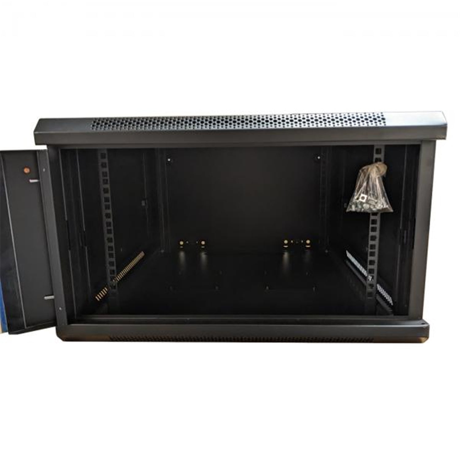 TechCraft - Cabinet Réseau Murale Fixe 6U, Porte en Verre Trempé avec Serrure, Noir - Simple Boutique
