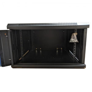 TechCraft - Cabinet Réseau Murale Fixe 6U, Porte en Verre Trempé avec Serrure, Noir - Simple Boutique