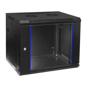 TechCraft - Cabinet Réseau Murale Fixe 6U, Porte en Verre Trempé avec Serrure, Noir - Simple Boutique