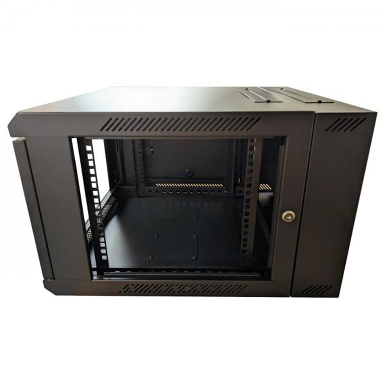 TechCraft - Cabinet Réseaux Murale 6U à Double Charnière, Conception Pivotante, Porte en Plexiglass avec Serrure, Noir - Simple Boutique