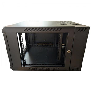 TechCraft - Cabinet Réseaux Murale 6U à Double Charnière, Conception Pivotante, Porte en Plexiglass avec Serrure, Noir - Simple Boutique