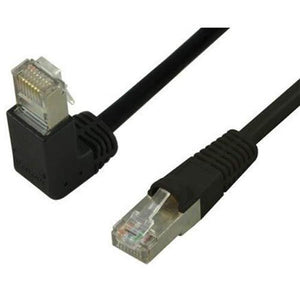 TechCraft Câble ethernet réseau Cat5e RJ-45 Blindé STP 350MHz avec Angle Bas à Droit, 25 pi Noir - Simple Boutique