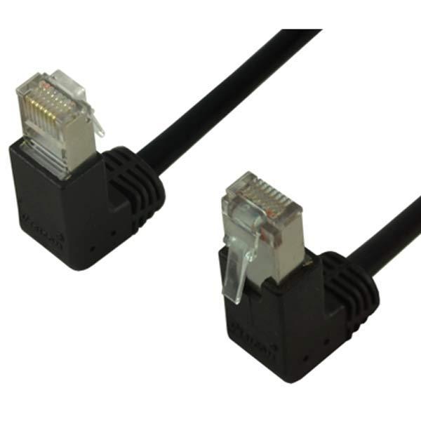 TechCraft Câble ethernet réseau Cat5e RJ-45 Blindé STP 350MHz avec Angle Bas à Haut, 3 pi Noir - Simple Boutique