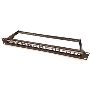 TechCraft Patch Panel vide pour connecteurs Keystone 24 ports noir 19" 1U avec Rail Arrière - Simple Boutique