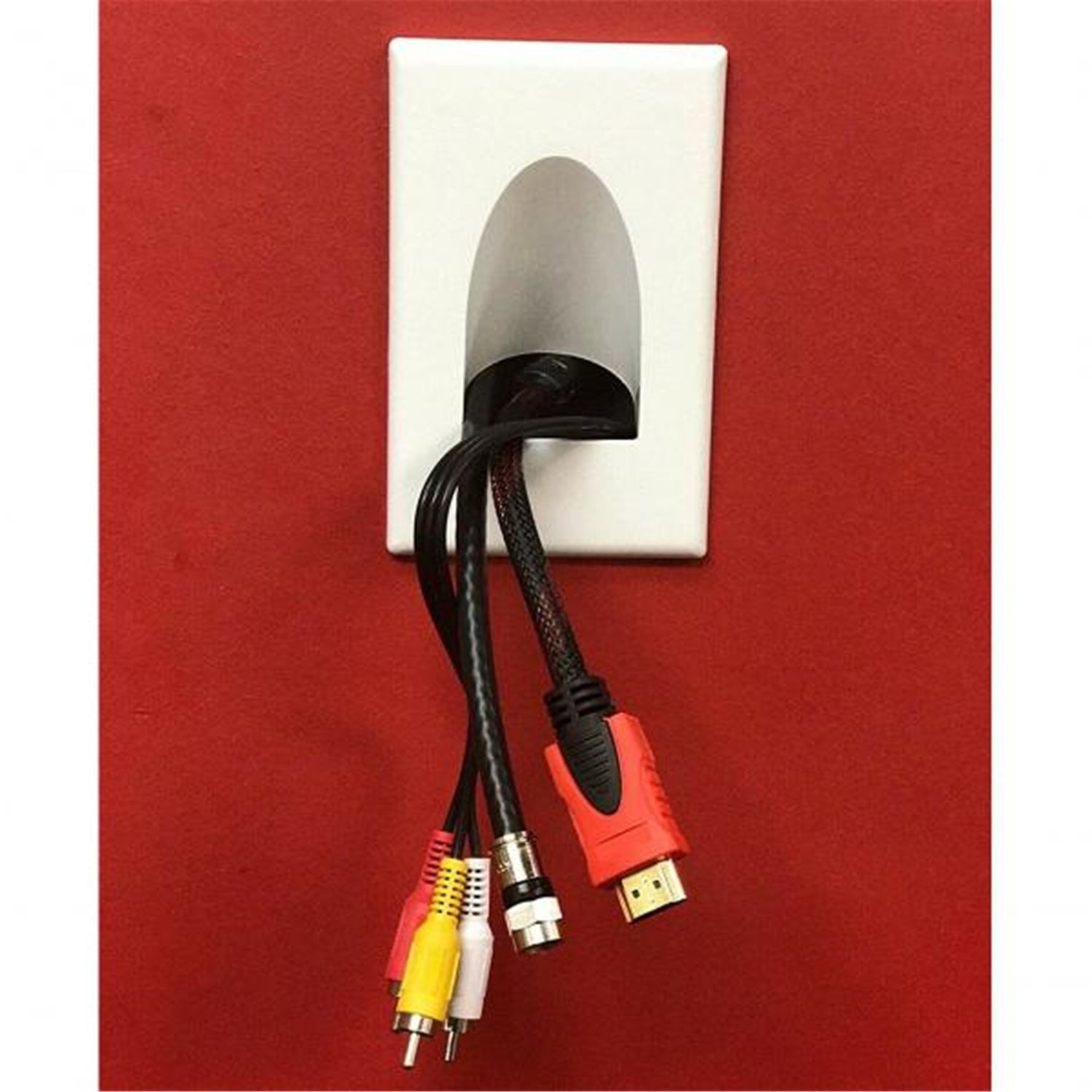 TechCraft - Plaque de Câble Basse Tension Encastré à 1 Ouverture avec Support de Montage, Blanc - Simple Boutique