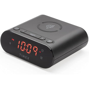 Timex - Radio-Réveil à Double Alarme avec Écran LED, Chargement Sans-Fil et Batterie de Secours, Noir - Simple Boutique