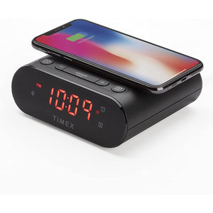 Timex - Radio-Réveil à Double Alarme avec Écran LED, Chargement Sans-Fil et Batterie de Secours, Noir - Simple Boutique