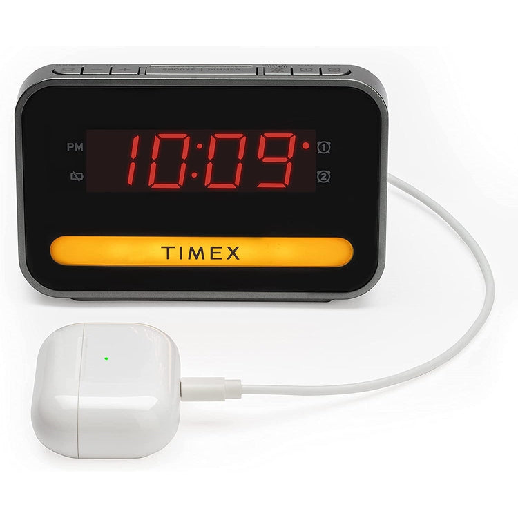 Timex - Radio-Réveil avec Écran LED, Chargement USB et Veilleuse, Noir - Simple Boutique