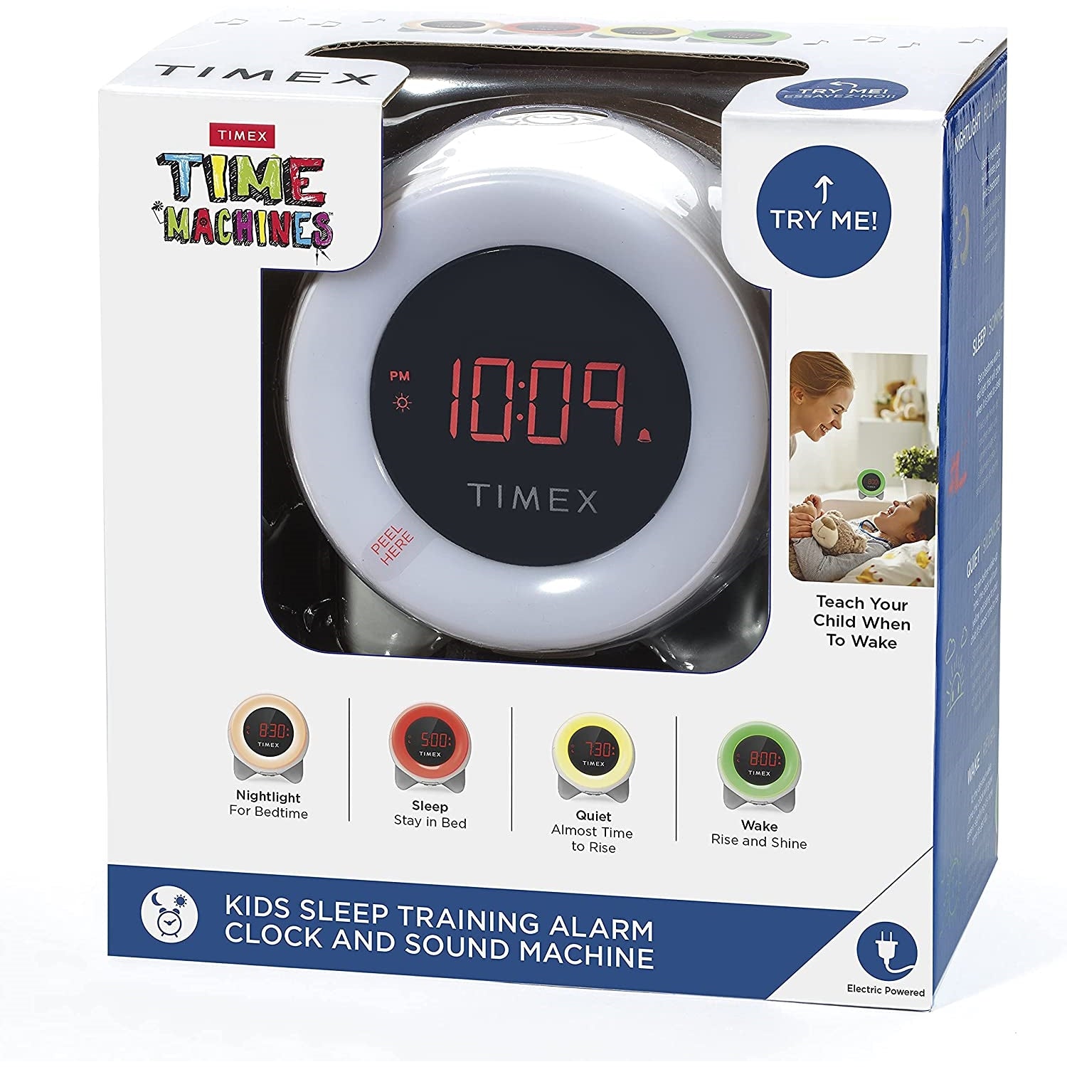 Timex - Réveil Matin d'apprentissage du Sommeil pour Enfant avec Machine à Sons et Veilleuse, Blanc - Simple Boutique