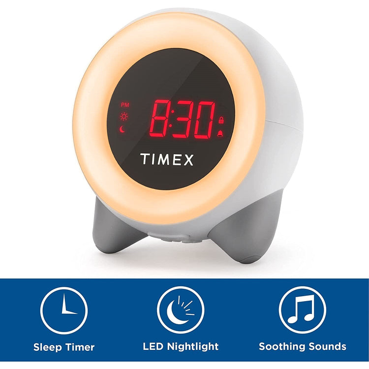 Timex - Réveil Matin d'apprentissage du Sommeil pour Enfant avec Machine à Sons et Veilleuse, Blanc - Simple Boutique