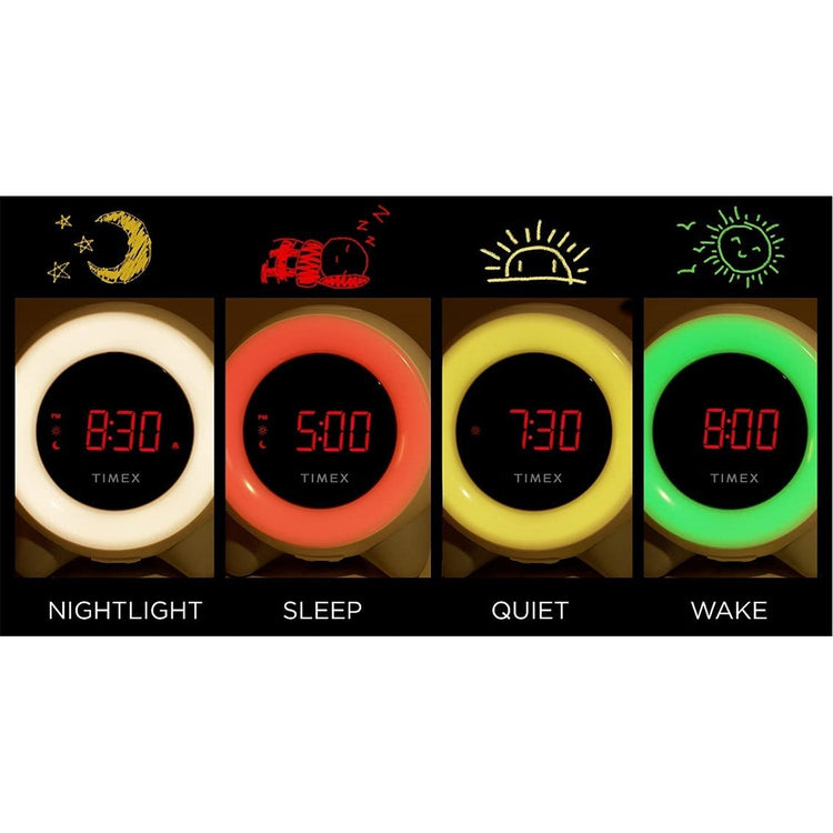 Timex - Réveil Matin d'apprentissage du Sommeil pour Enfant avec Machine à Sons et Veilleuse, Blanc - Simple Boutique