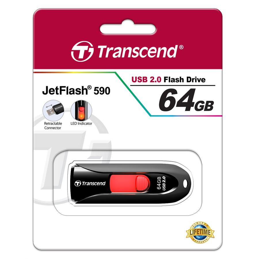 Transcend Clé USB 2.0 JETFLASH 590 Noir capacité de 64 GB - Simple Boutique