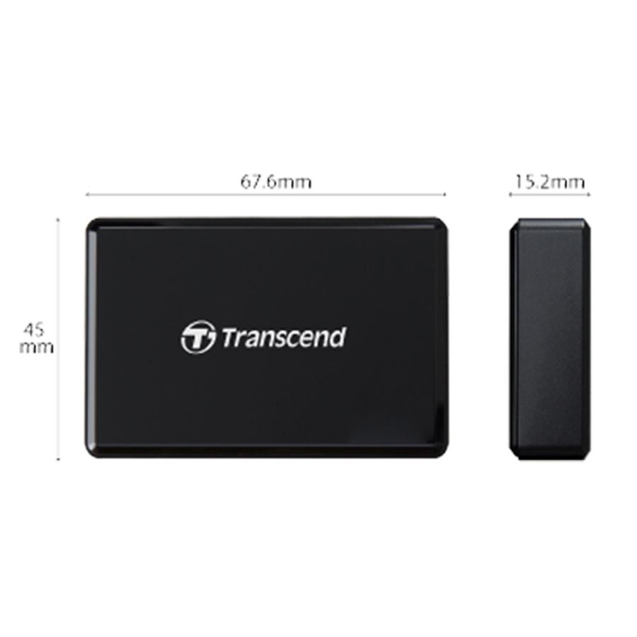 Transcend TS-RDF8K2 Lecteur de Cartes Multiples, Ports pour Cartes CompactFlash, SD et microSD, USB 3.1, Type-C, Noir - Simple Boutique