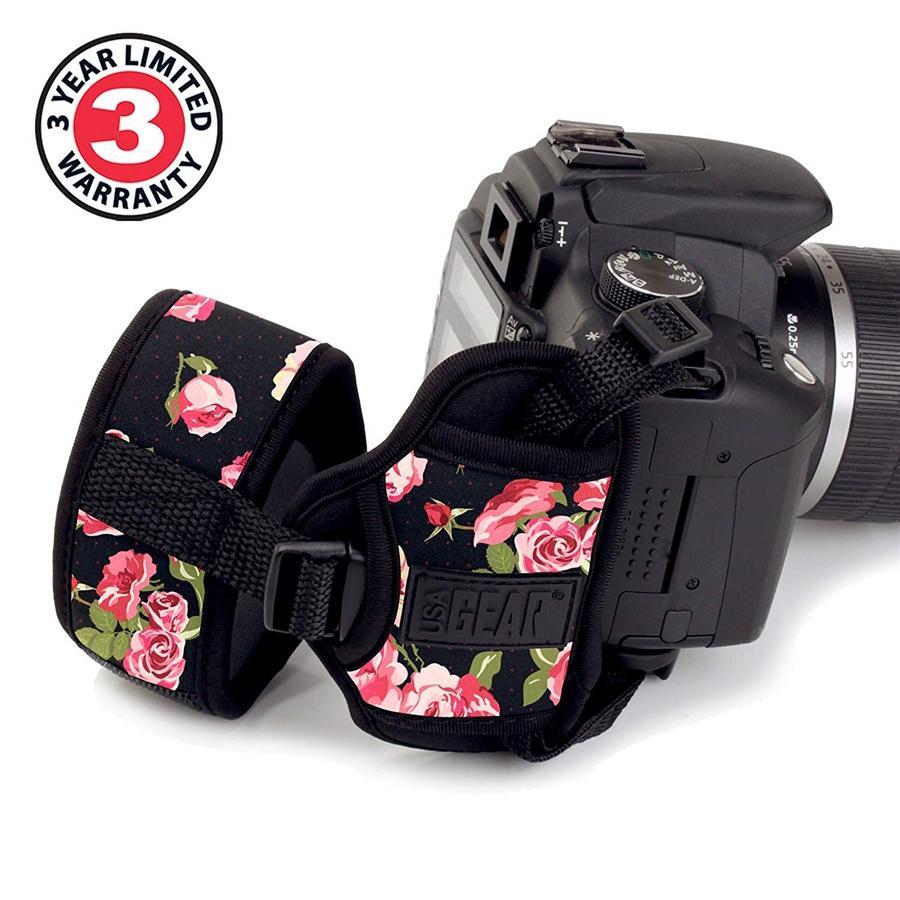 USA GEAR GRCMDG0110FLEW Support de Main et Sangle de Poignet pour Appareil Photo DSLR Florale - Simple Boutique