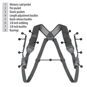 USA GEAR GRCMHS0100BKUS Sangle d'Appareil Photo Harnais de Poitrine avec Poches de Rangement Rembourré en Néoprène Noir - Simple Boutique