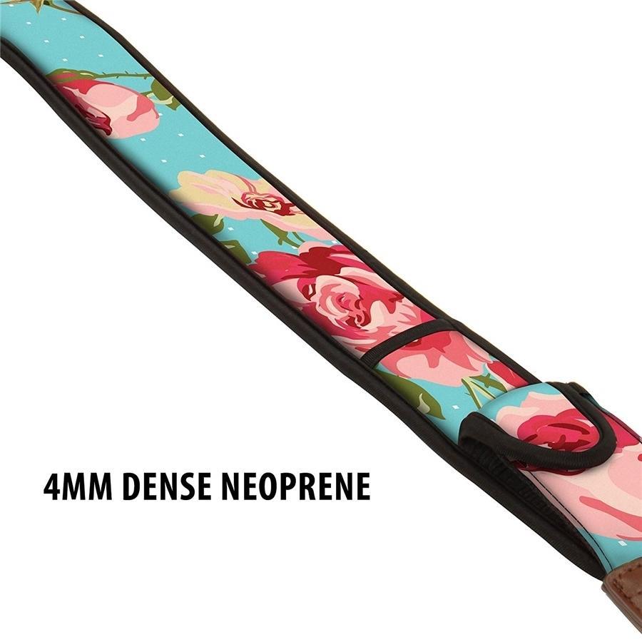 USA GEAR GRCMMS0100FBEW Sangle pour Appareil Photo avec Coussin de Néoprène Régalable Antidérapant Floral Bleu - Simple Boutique
