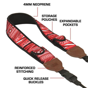 USA GEAR GRCMMS0100WREW Sangle pour Camera avec Coussin Neoprene Antidérapant Ajustable Sud-Ouest Rouge - Simple Boutique