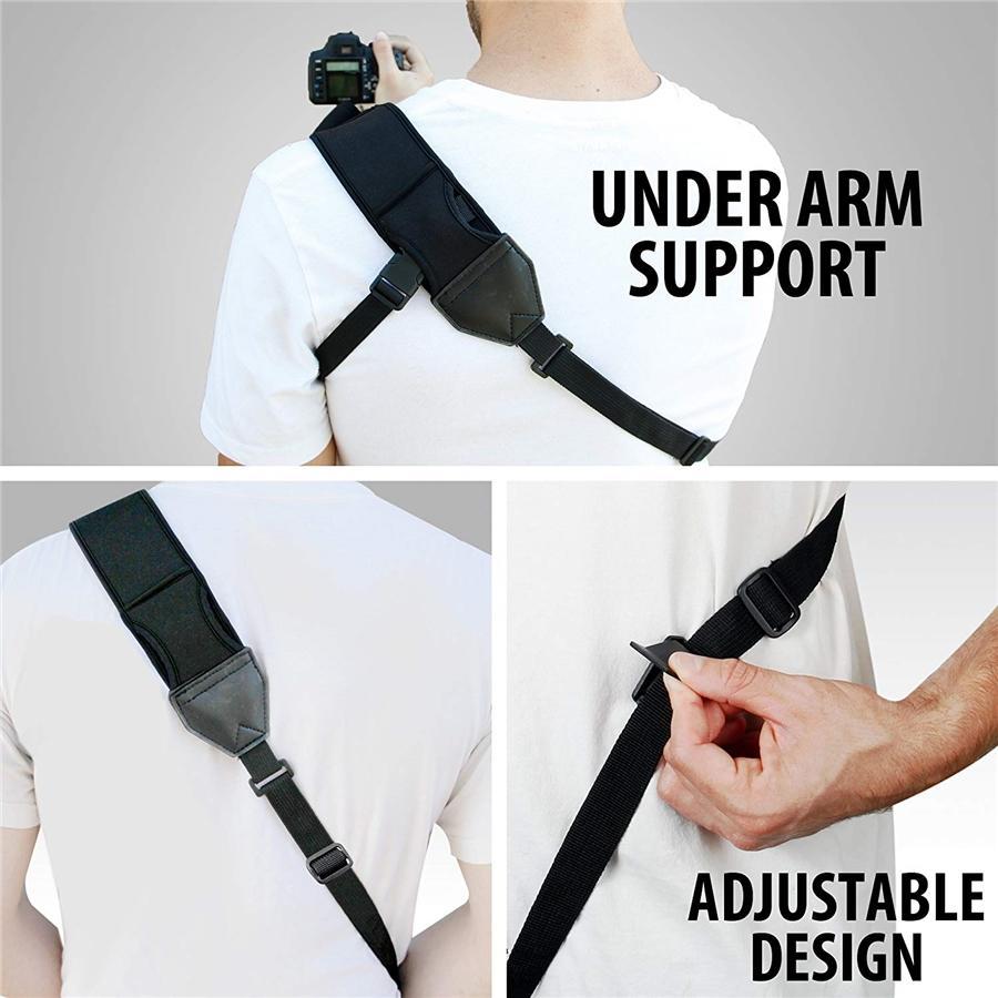 USA GEAR GRCMSS0100BKUS Bandoulière pour Appareil Photo DSLR avec Élévant et Néoprène Rembourré Noir - Simple Boutique