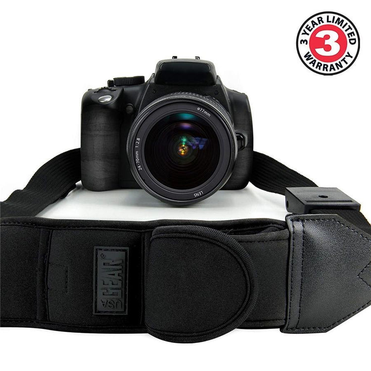 USA GEAR GRCMSS0100BKUS Bandoulière pour Appareil Photo DSLR avec Élévant et Néoprène Rembourré Noir - Simple Boutique