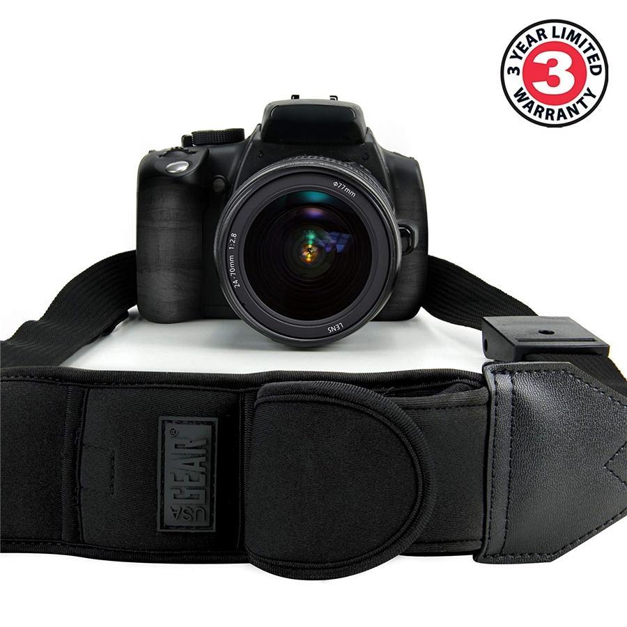 USA GEAR GRCMSS0100BKUS Bandoulière pour Appareil Photo DSLR avec Élévant et Néoprène Rembourré Noir - Simple Boutique