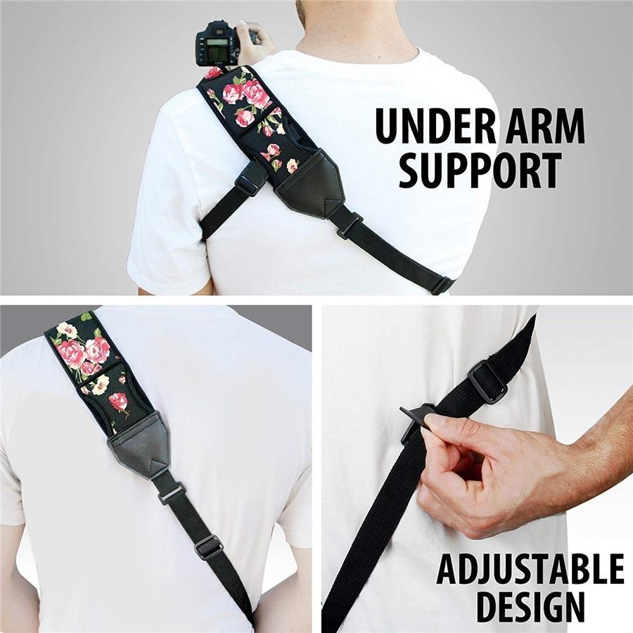 USA GEAR GRCMSS0100FLEW Sangle Épaule Bandoulière Rembourée en Néoprène pour Appareil Photo Floral - Simple Boutique