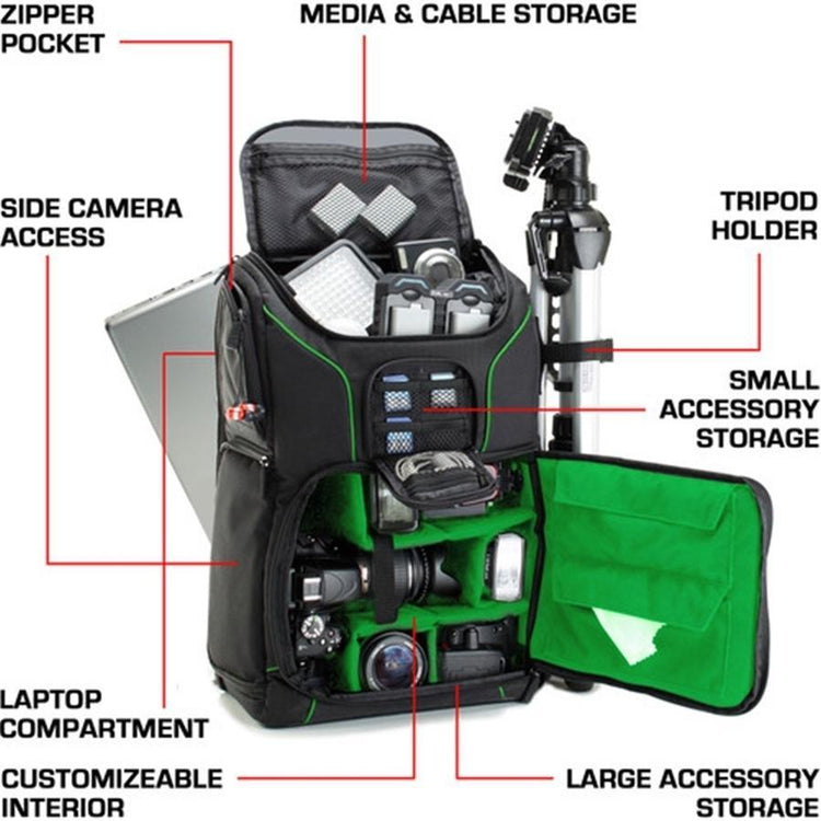 USA GEAR GRSLS17100GNEW Sac à Dos pour Appareil Photo DSLR Vert - Simple Boutique