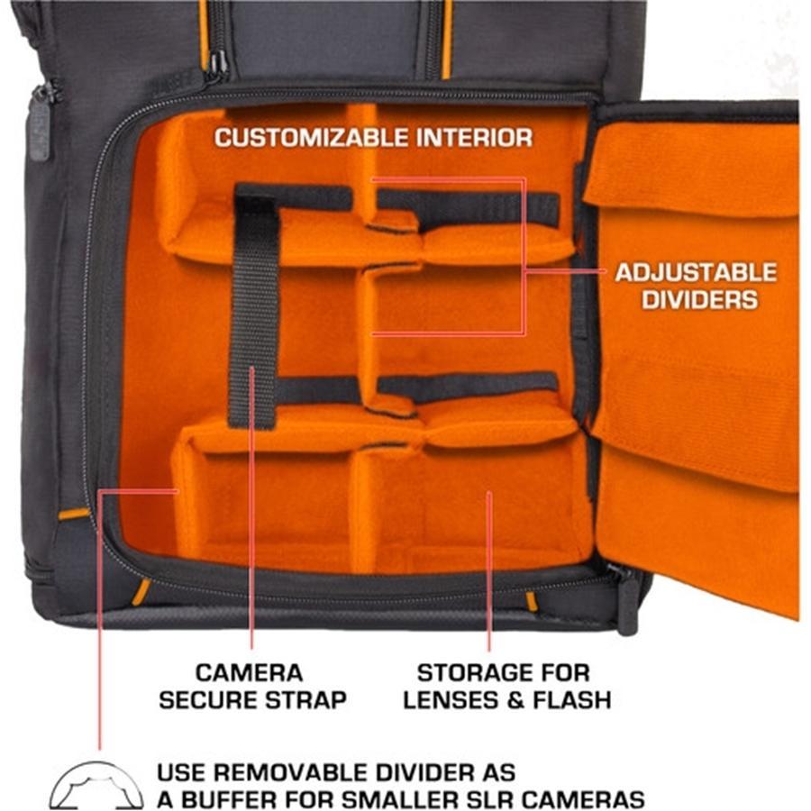 USA GEAR GRSLS17100OGEW Sac à Dos pour Appareil Photo DSLR Orange - Simple Boutique