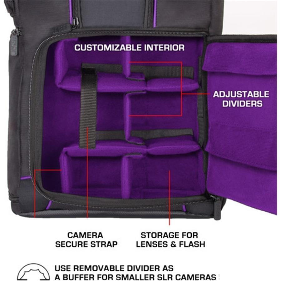 USA GEAR GRSLS17100PREW Sac à Dos pour Appareil Photo DSLR Mauve - Simple Boutique