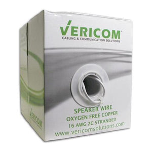 Vericom Câble Haut-Parleur In-Wall CM CL3 OFC Stranded UL 16 AWG En Boite 500Pi Blanc - Simple Boutique