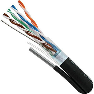 Vertical Cable Réseau Extérieur Cat6 23 AWG Blindé Noir 1000' avec Messager - Simple Boutique