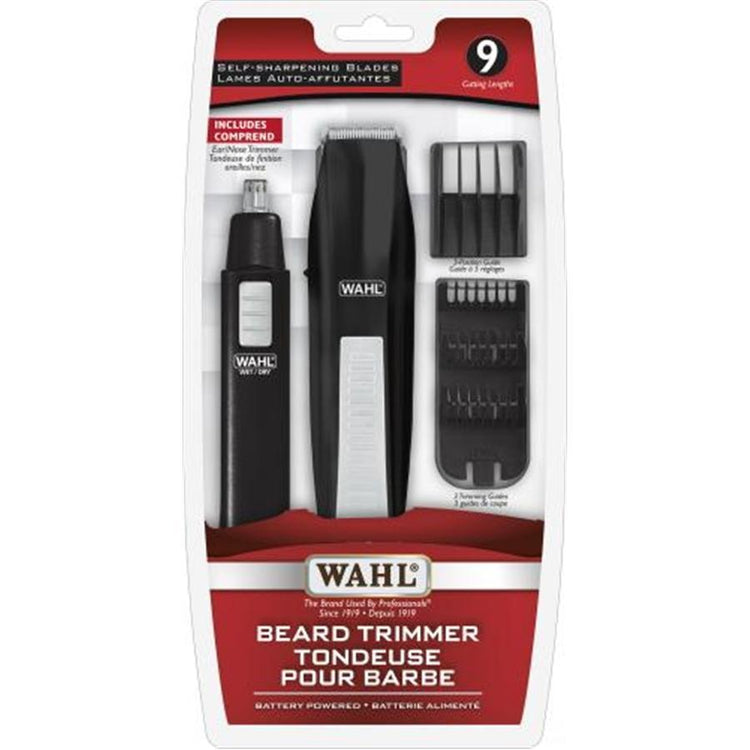 WAHL - Ensemble de 11 Morceaux, Tondeuse à Barbe à Batterie et Tondeuse pour Nez et Oreilles , Gris - Simple Boutique
