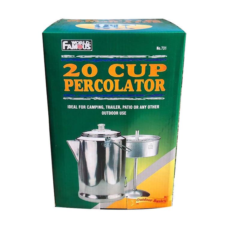 World Famous - Percolateur pour Utilisation Extérieur, Capacité de 20 Tasses, Fabriqué en Aluminium - Simple Boutique