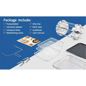 WowChef - Four de Comptoir avec Friteuse à Air 10 en 1, Rotisserie, Friteuse, Déshydrateur, Capacité XL, 9 Accessoires, Noir - Simple Boutique