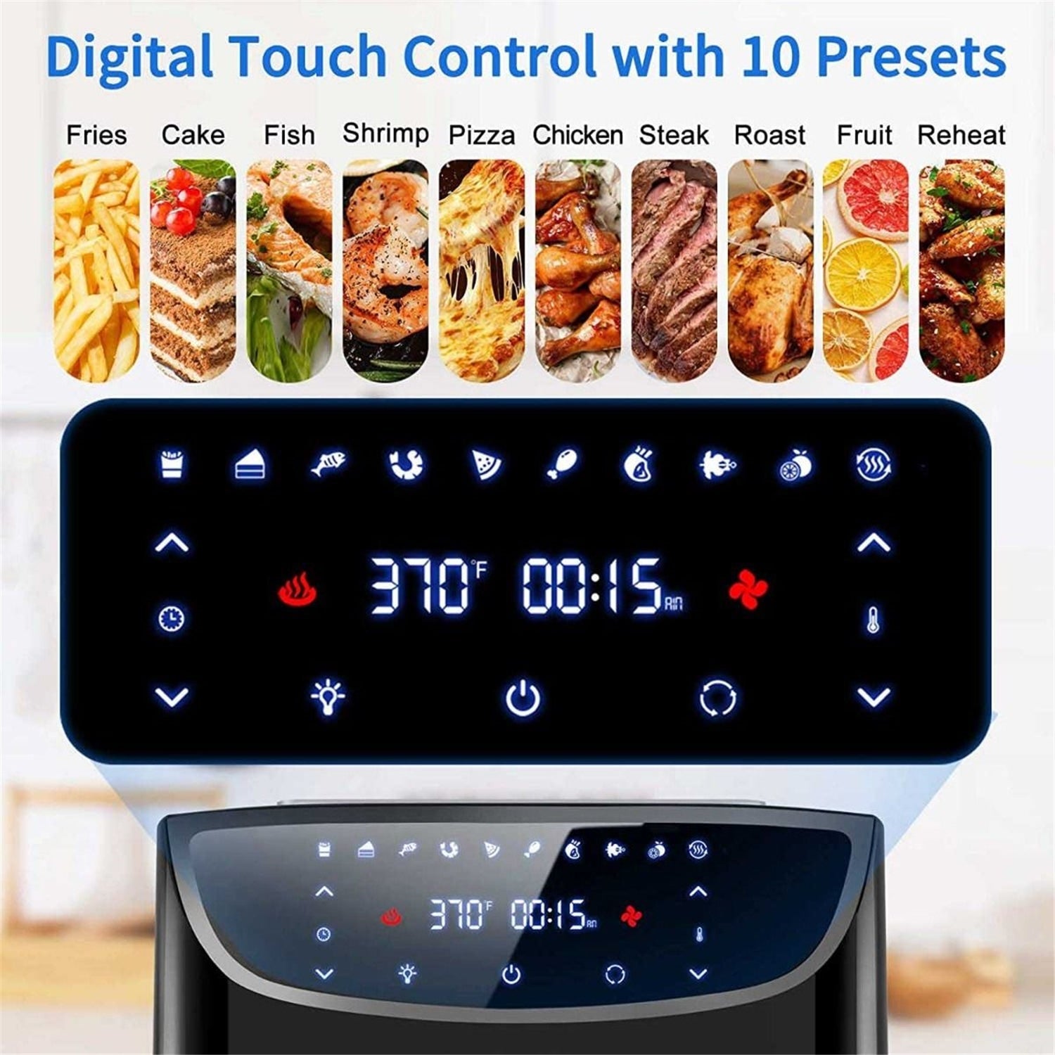 WowChef - Four de Comptoir avec Friteuse à Air 10 en 1, Rotisserie, Friteuse, Déshydrateur, Capacité XL, 9 Accessoires, Noir - Simple Boutique