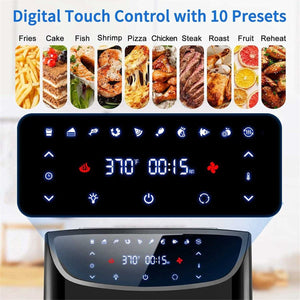 WowChef - Four de Comptoir avec Friteuse à Air 10 en 1, Rotisserie, Friteuse, Déshydrateur, Capacité XL, 9 Accessoires, Noir - Simple Boutique