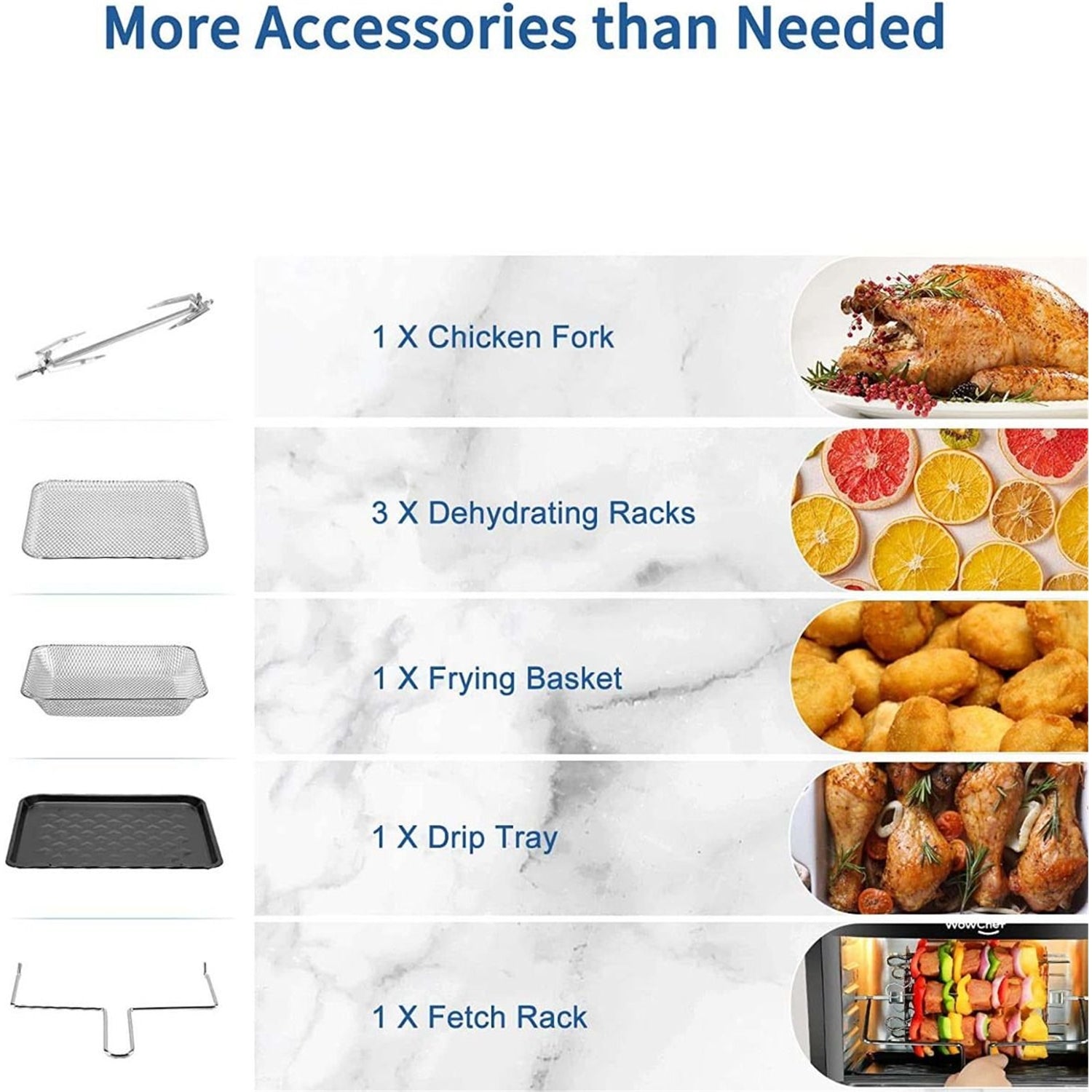 WowChef - Four de Comptoir avec Friteuse à Air 10 en 1, Rotisserie, Friteuse, Déshydrateur, Capacité XL, 9 Accessoires, Noir - Simple Boutique