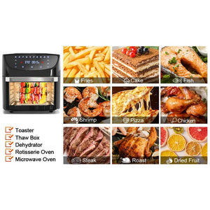 WowChef - Four de Comptoir avec Friteuse à Air 10 en 1, Rotisserie, Friteuse, Déshydrateur, Capacité XL, 9 Accessoires, Noir - Simple Boutique