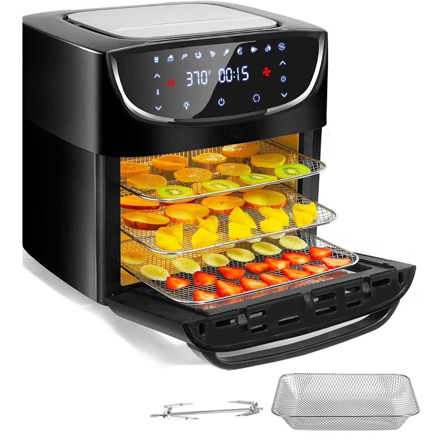 WowChef - Four de Comptoir avec Friteuse à Air 10 en 1, Rotisserie, Friteuse, Déshydrateur, Capacité XL, 9 Accessoires, Noir - Simple Boutique