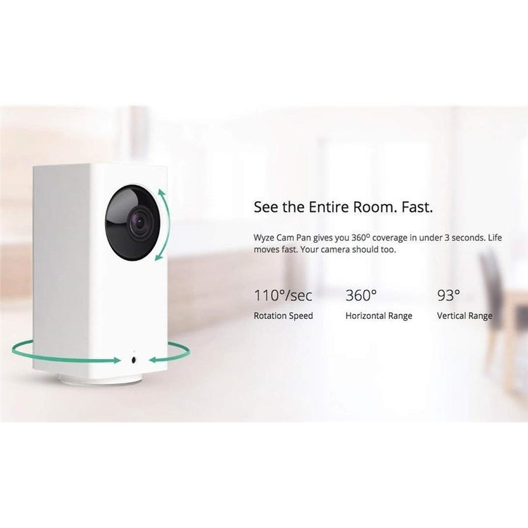 Wyze Cam Pan 1080p Wi-Fi Caméra Intelligente Panoramique/Inclinaison/Zoom, avec Vision Nocturne et Audio Bidirectionnel - Simple Boutique