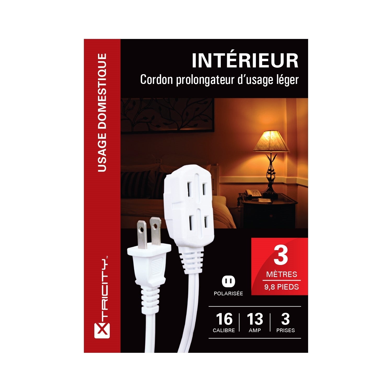 Xtrcity - Rallonge Électrique à 3 Prises, Longeur de 3 Mètres, Pour Usage Intérieur, Blanc - Simple Boutique