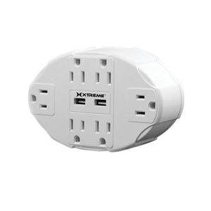 Xtreme - Adaptateur Mural à 6 Prises de Courant avec 2 Ports USB 2.4A, Blanc - Simple Boutique