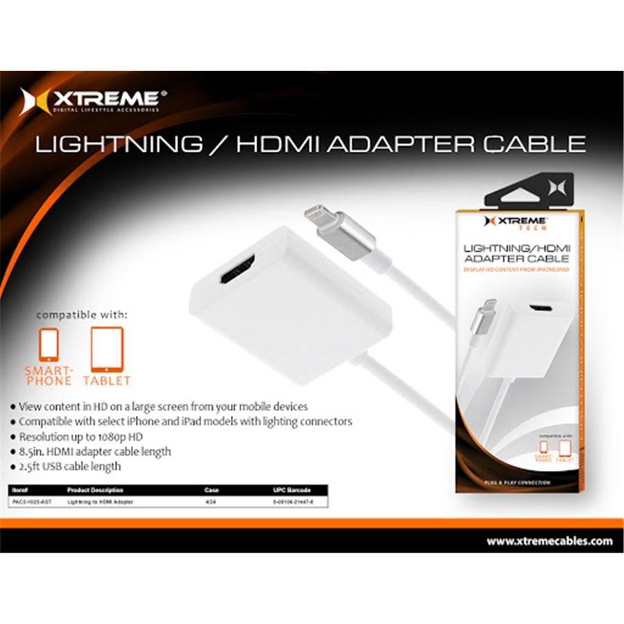 Xtreme PAC2-1023-AST - Adaptateur Lightning à HDMI, 1080p HD, Câble de 8.5'', Blanc - Simple Boutique