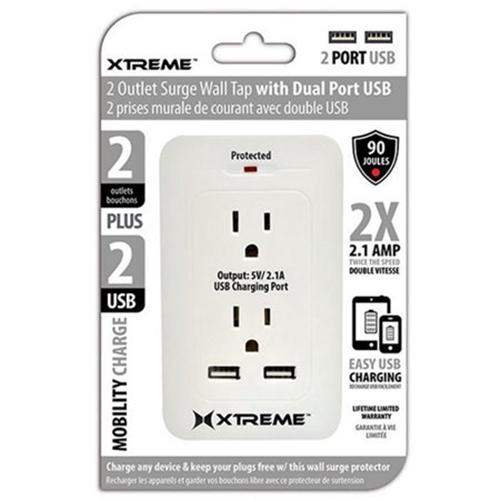 Xtreme Prise Duplex Électrique Avec 2 Ports De Recharge USB 5V/2.1A - Simple Boutique