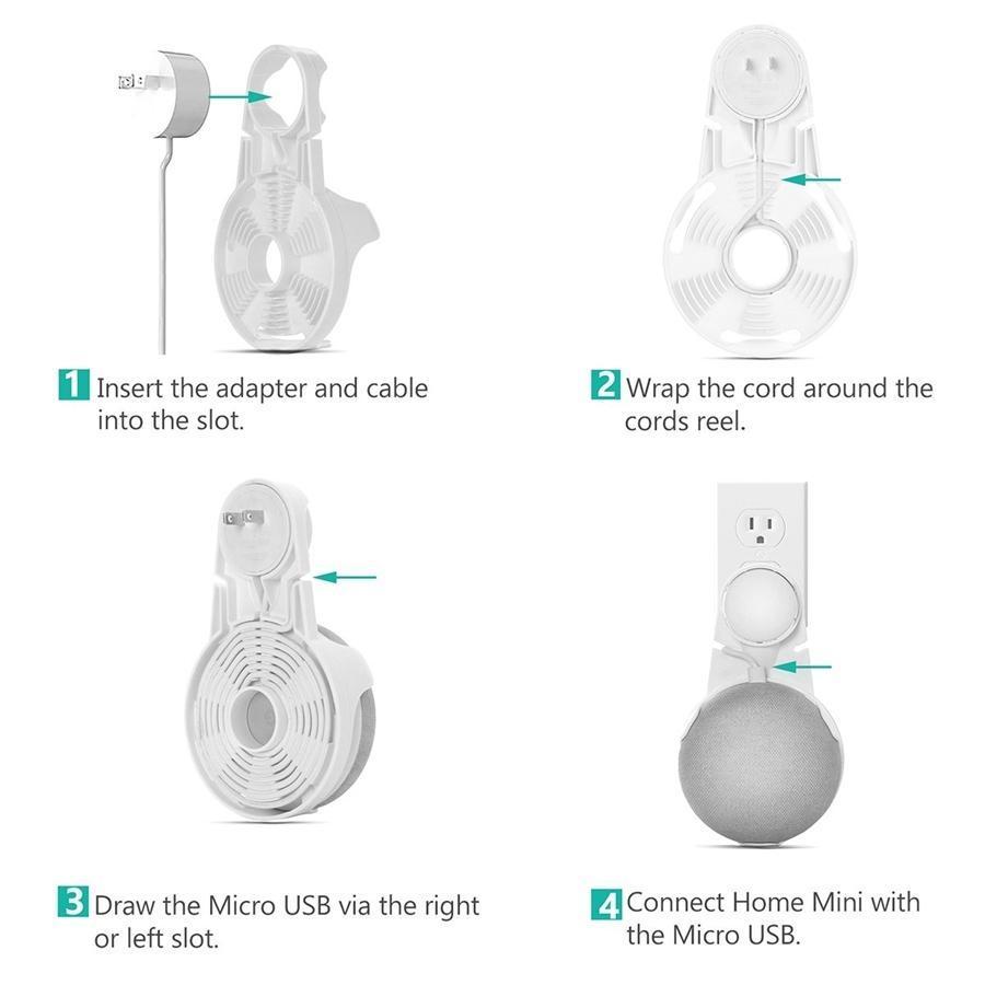 Xtreme Support de Fixation Murale pour Google Home Mini, Encombrement Réduit, Montage sur Prise Secteur, Gestion du Cordon, Blanc - Simple Boutique