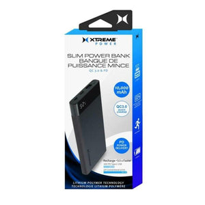 Xtreme XBB8-0144-SPG Banque de Puissance Mince/ Batterie de Secour 10 000MAH PD + QC 3.0, Noir - Simple Boutique