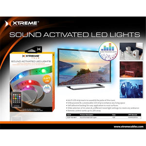 Xtreme XLB7-1024-WHT - Ensemble de Ruban LED, 6.6 Pied, Réagit aux Sons et Musique, Télécommande Incluse - Simple Boutique