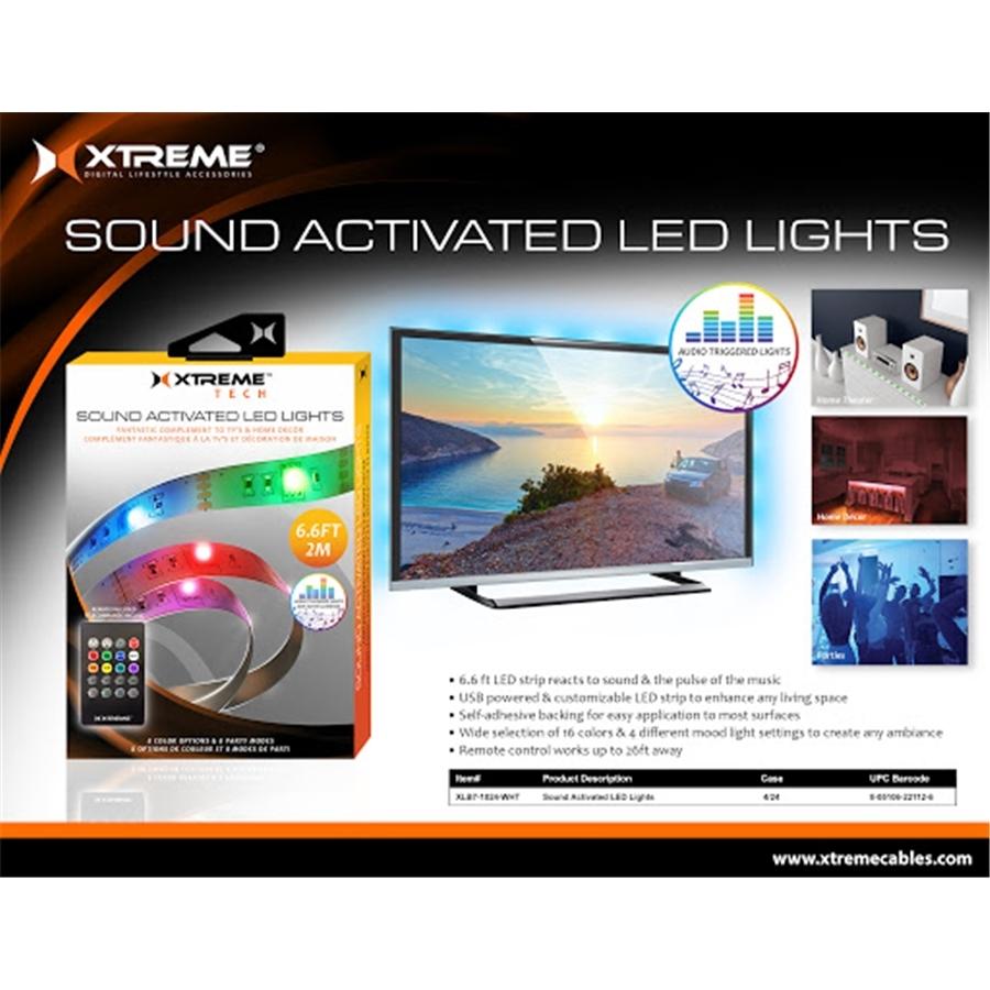 Xtreme XLB7-1024-WHT - Ensemble de Ruban LED, 6.6 Pied, Réagit aux Sons et Musique, Télécommande Incluse - Simple Boutique