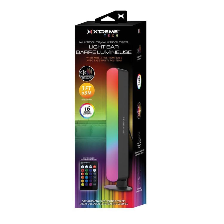 Xtreme XLB7-1033-BLK - Barre Lumineuse LED Multicolore, Réagit aux Sons et à la Musique, Avec Télécommande, Noir - Simple Boutique