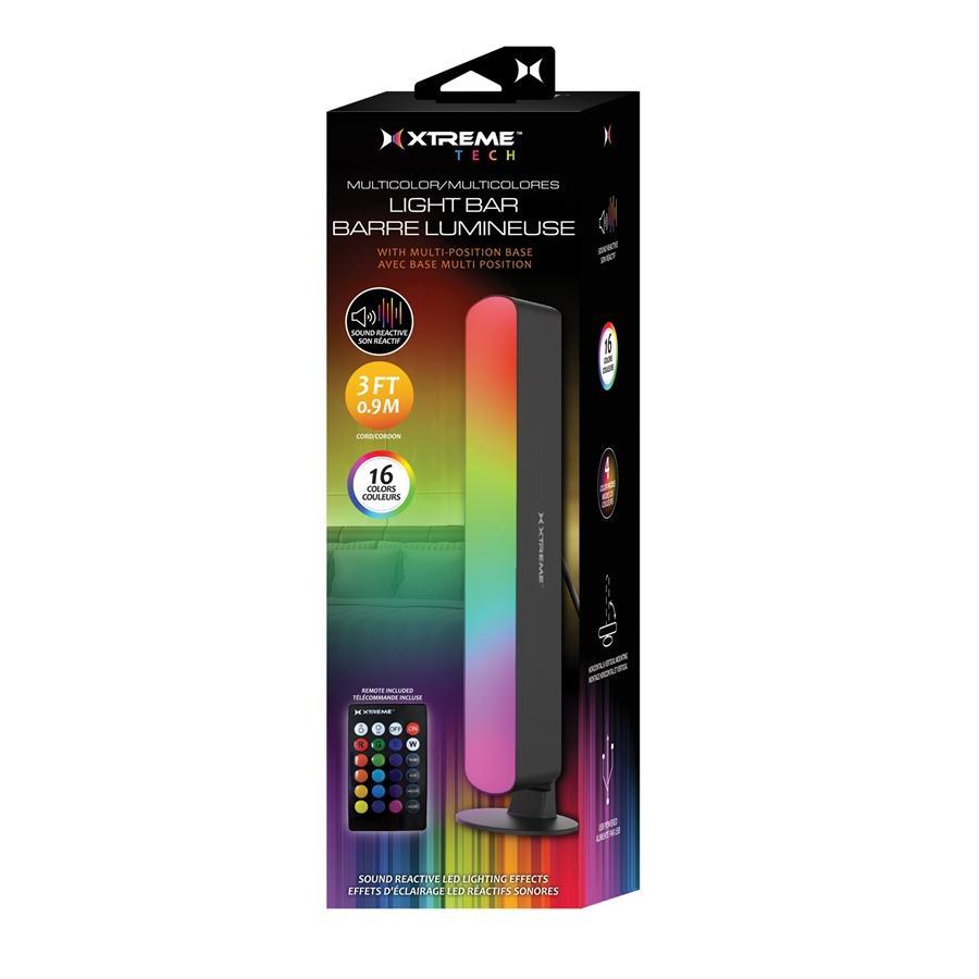 Xtreme XLB7-1033-BLK - Barre Lumineuse LED Multicolore, Réagit aux Sons et à la Musique, Avec Télécommande, Noir - Simple Boutique