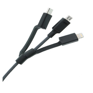 Xtreme XMT8-1001-MP1 Câble de Chargement 3 en 1 de Type C, Micro USB, Lightning, 6 Pieds, Noir - Simple Boutique